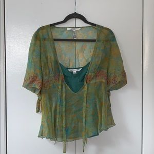 Vintage Diane Von Furstenberg Two-Piece Silk Top